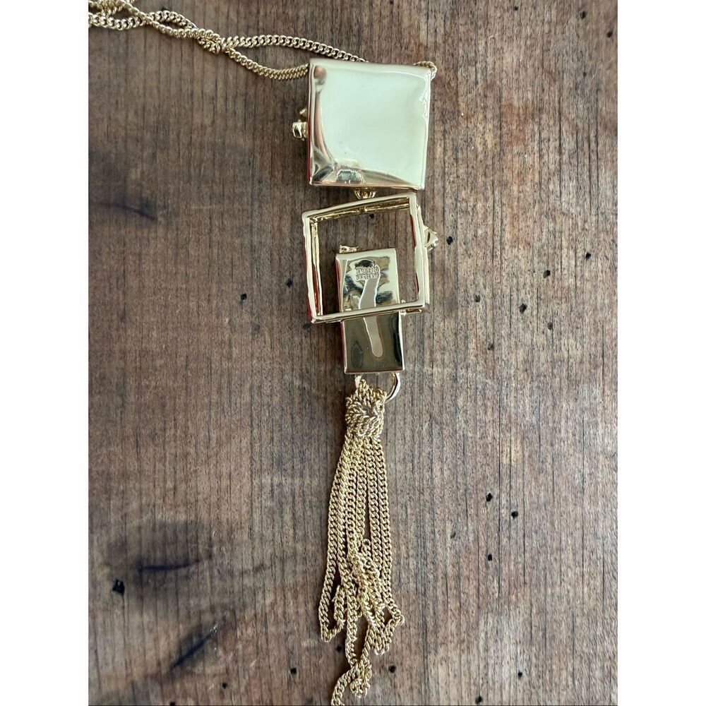 Alexis Bittar 10k Gold Fringe Labradorite Abalone Pendant Statement Necklace - Picture 6 of 8